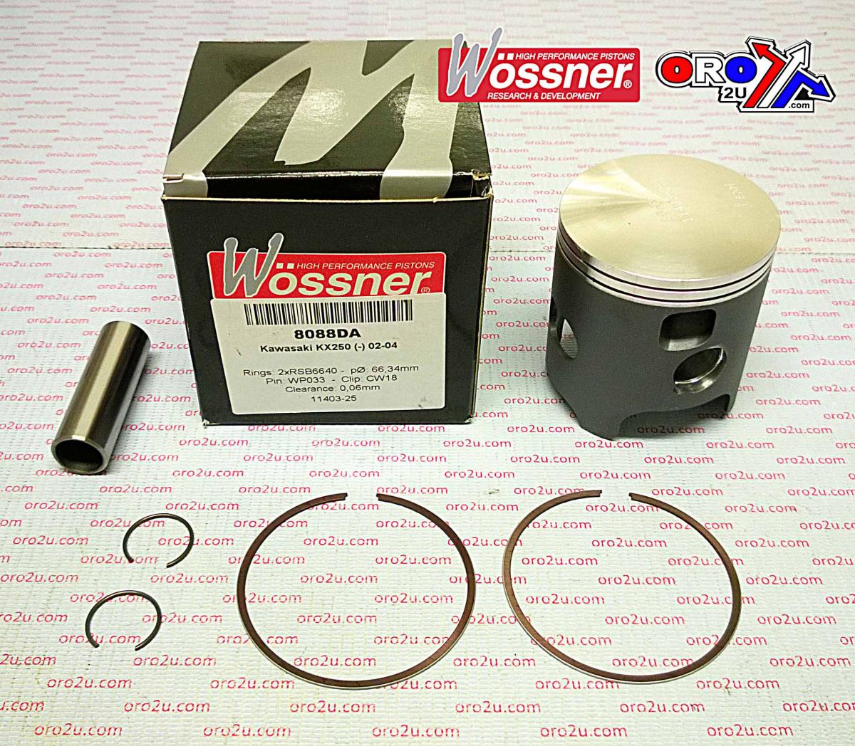 PISTON KIT 02-04 KX250 66.40 A, WOSSNER 8088DA KAWASAKI MX 13001-0013 image 1