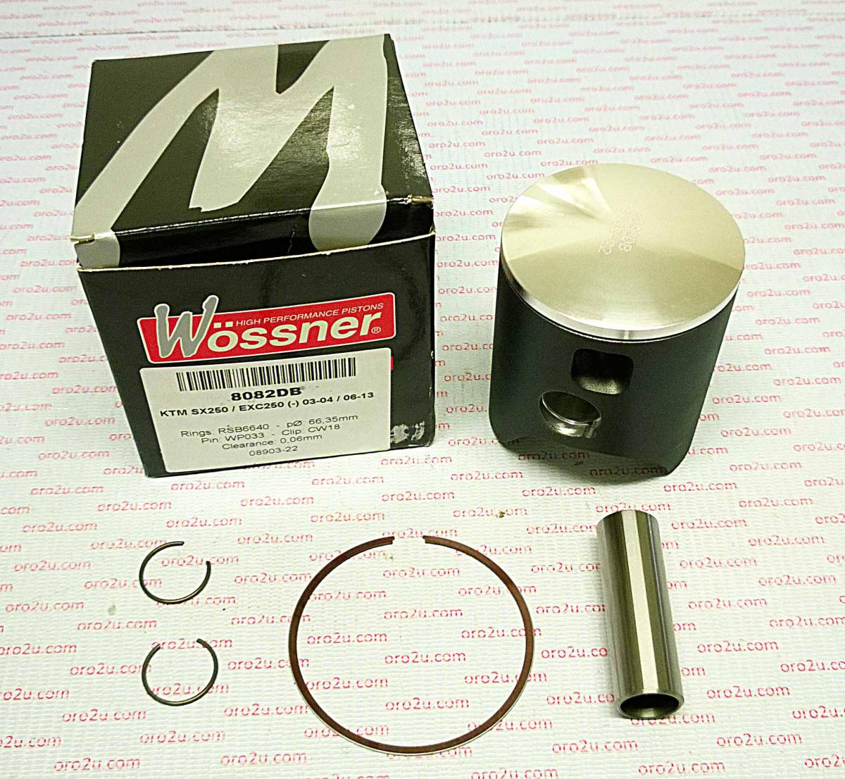 PISTON KIT 03-04 KTM250 66.40, WOSSNER 8082DB FORGED MX image 1