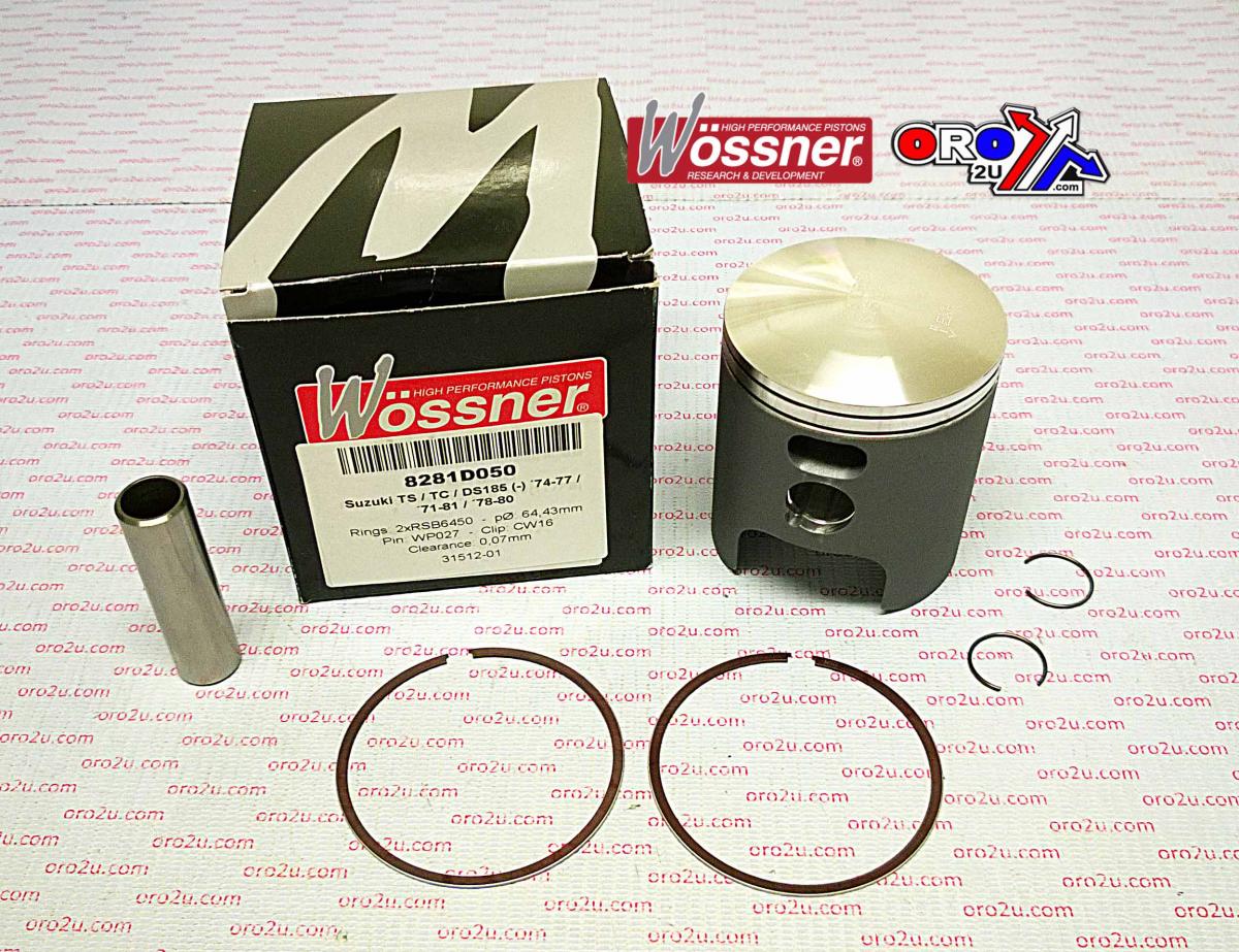 PISTON KIT TS185 TC DS 64.50, WOSSNER 8281D050 SUZUKI image 1
