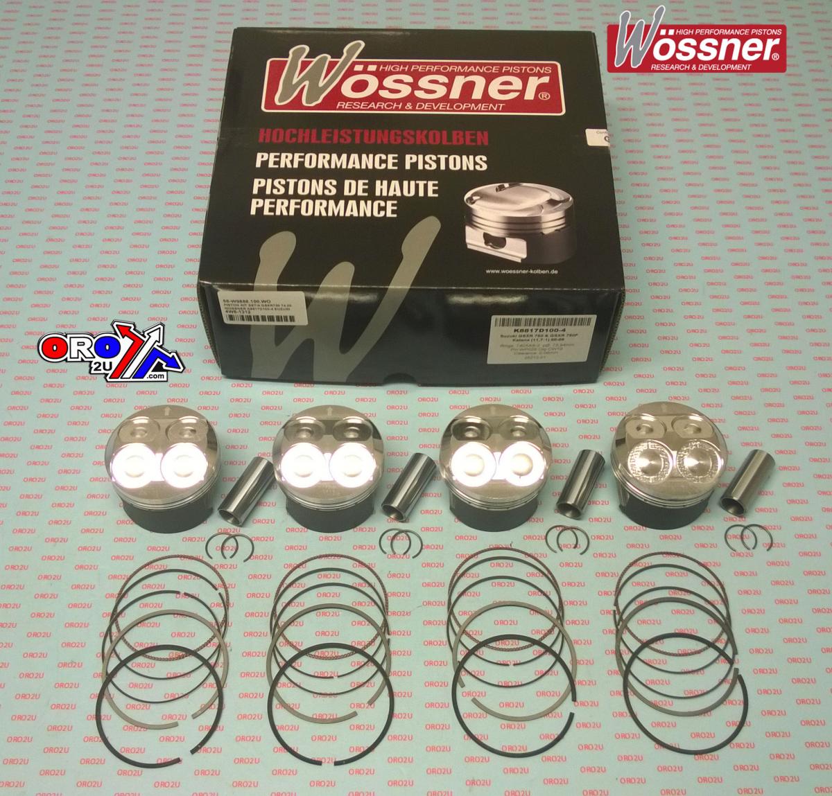 PISTON KIT SET/4 74.00mm OVERSIZE 1.00mm SUZUKI GSXR750 WOSSNER K8817D100-4 image 1
