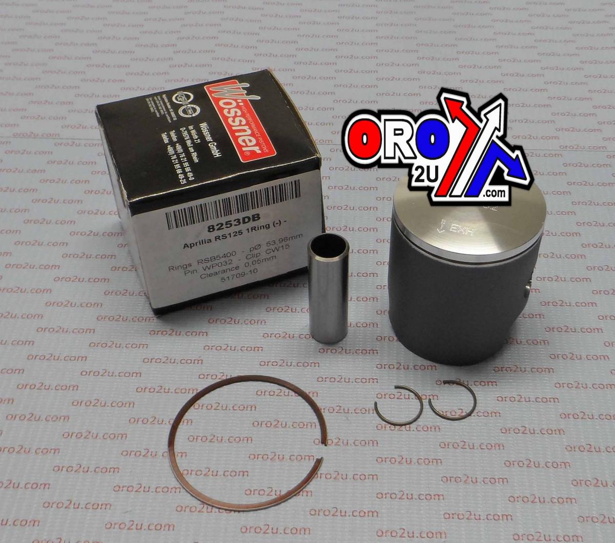 PISTON KIT Aprilia RS125 B, FORGED WOSSNER KIT 8253DB, SINGLE RING image 1