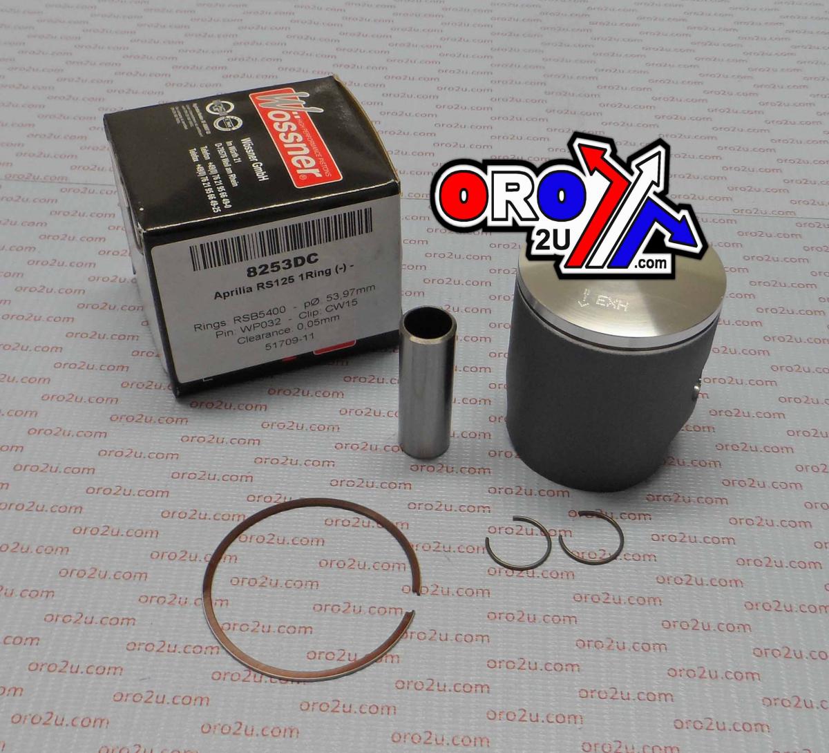 PISTON KIT Aprilia RS125 C, FORGED WOSSNER KIT 8253DC, SINGLE RING image 1