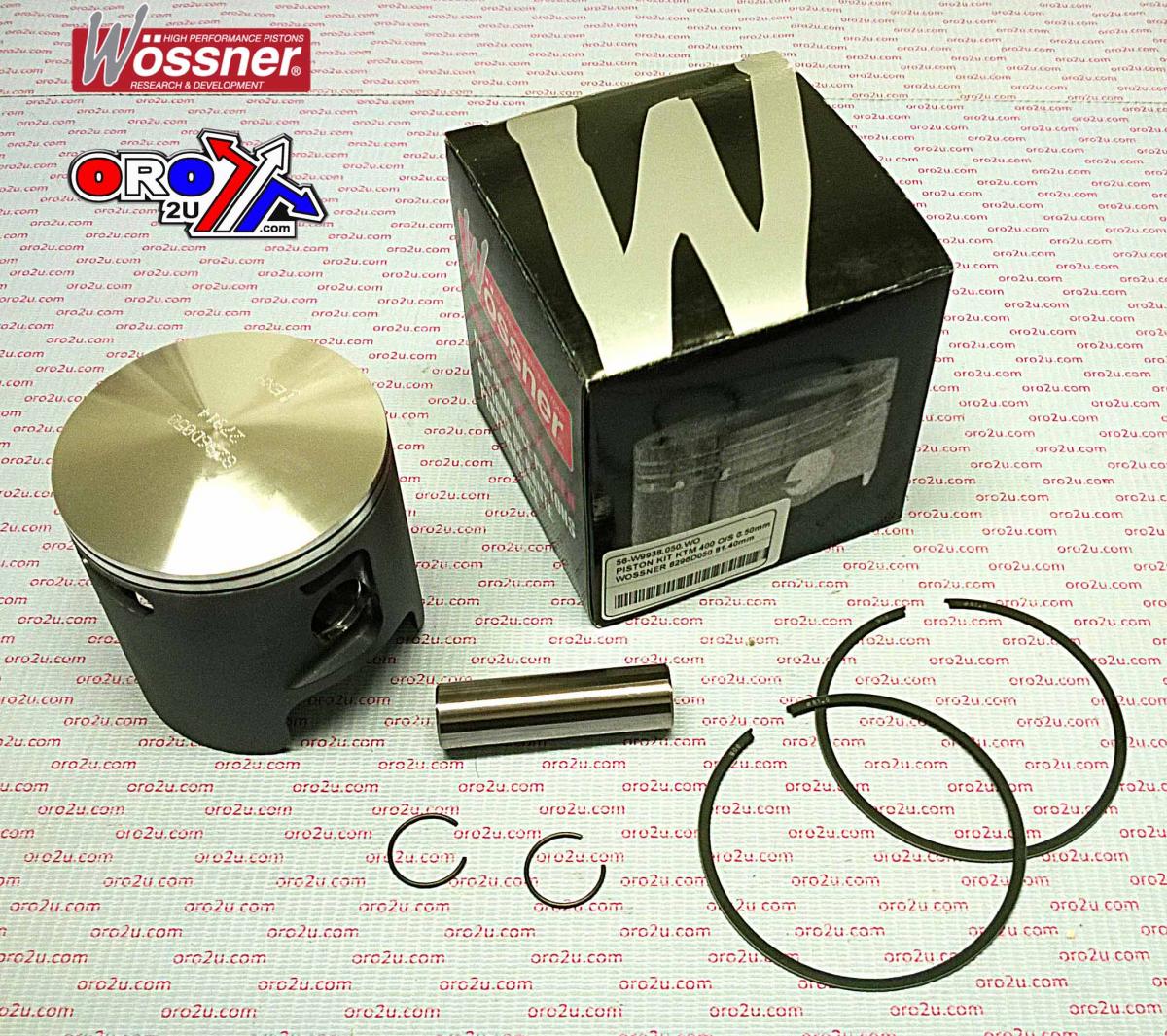 PISTON KIT KTM 400 O/S 0.50mm, WOSSNER 8296D050 81.40mm image 1