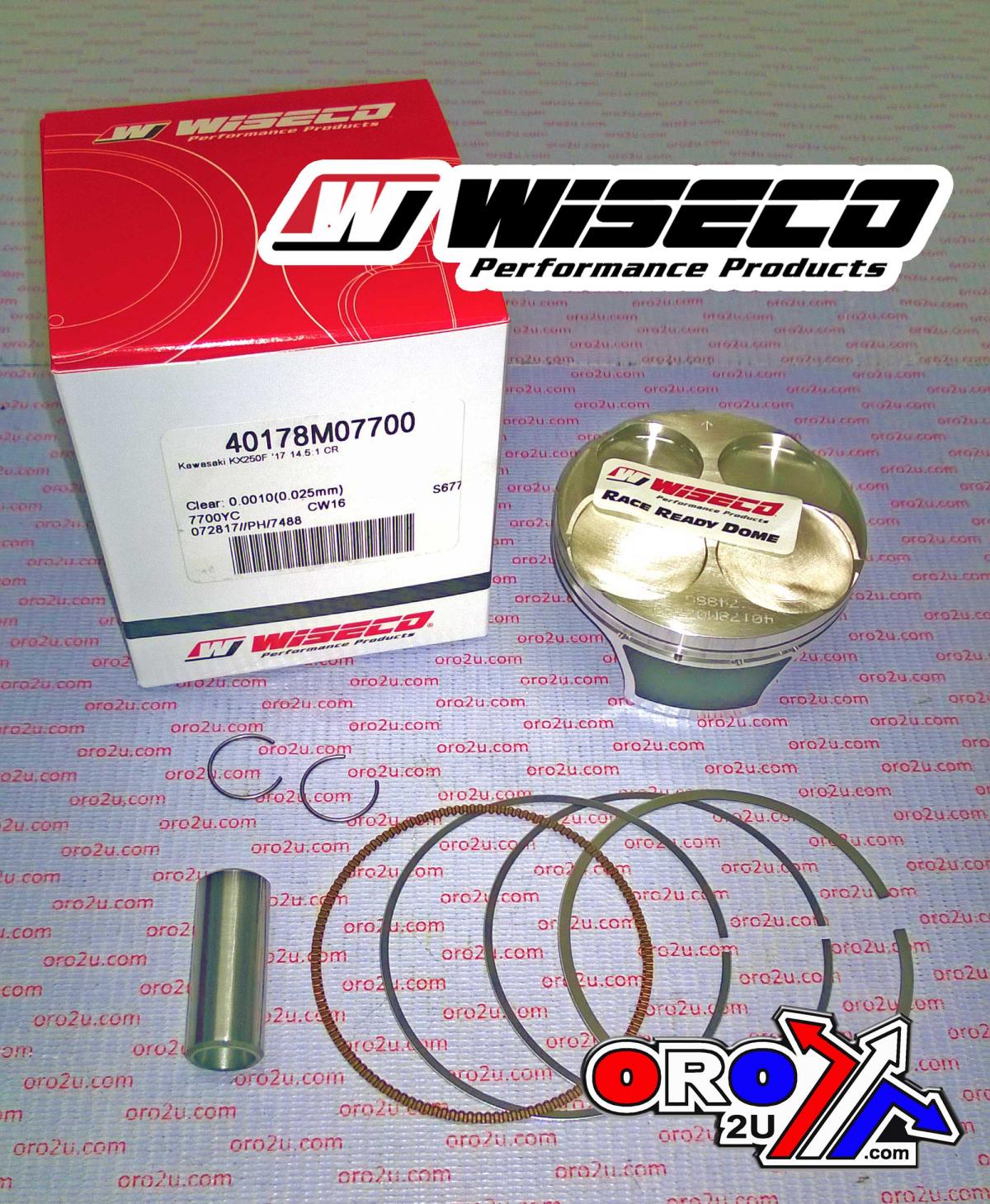 PISTON KIT KX250F 2017-18 14.5:1 Hi-Comp., WISECO 40178M07700 77mm, ArmorGlide image 1