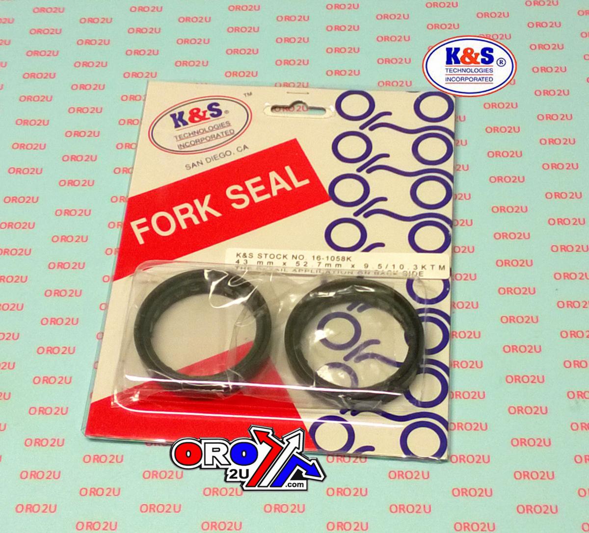 FORK OIL SEAL 43x52.7x9.5/10.3, WHITE POWER 43mm SET, K&S 16-1058K thumbnail 2