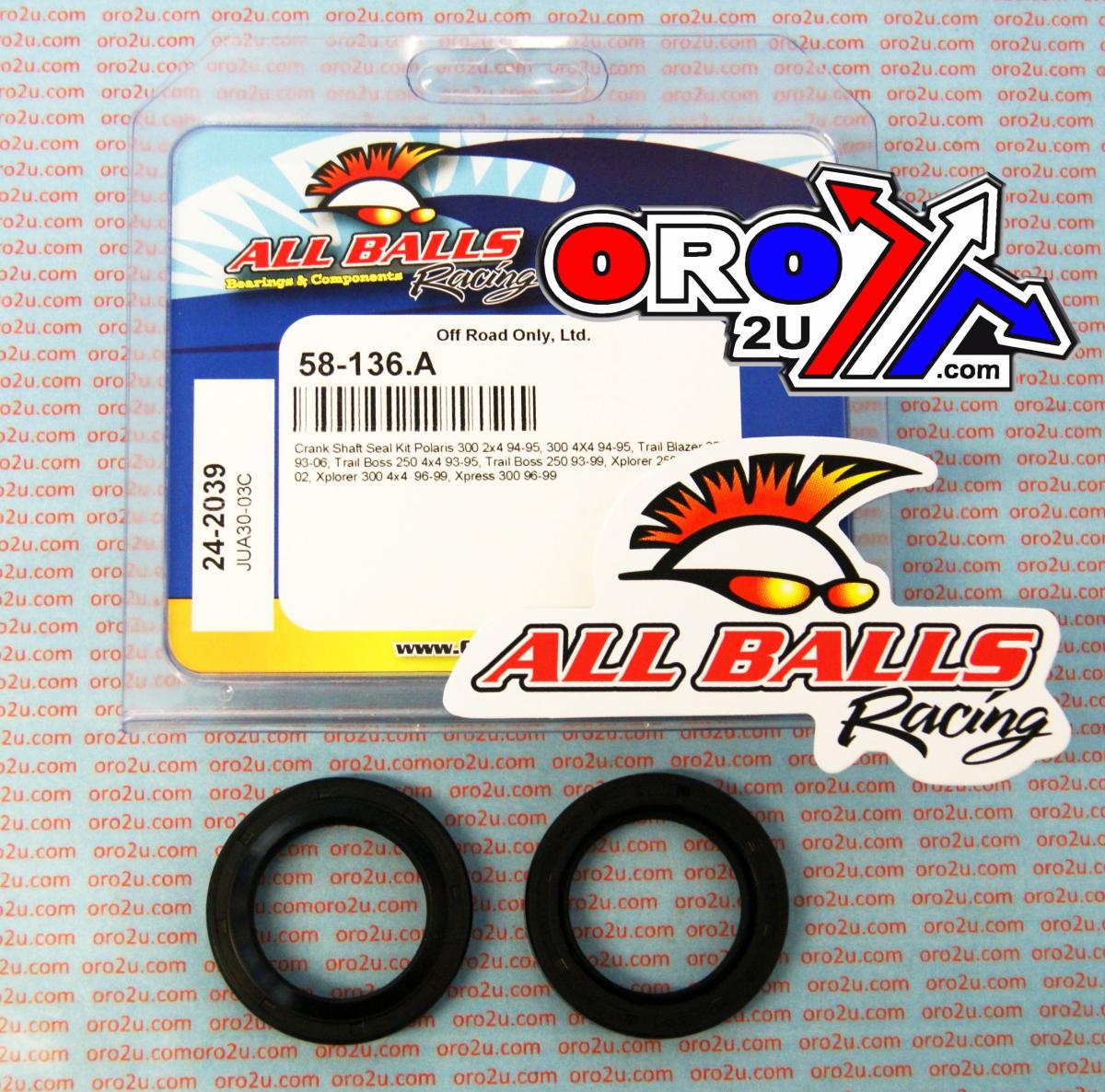 CRANKSHAFT SEAL KIT 93-06 POLARIS TRAIL BLAZER BOSS XPLORER XPRESS 2X4 4X4 250 300 ALLBALLS 24-2039 thumbnail 3