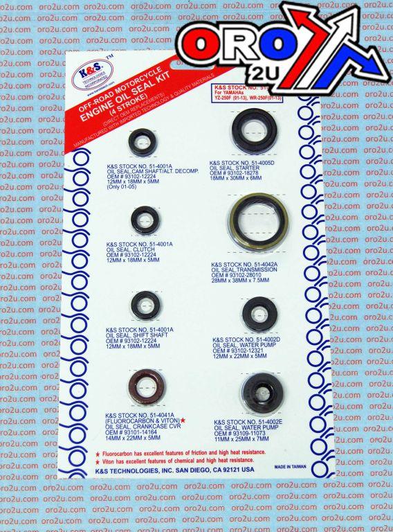 OIL SEAL SET 01-11 YZF WRF 250, K&S 51-4042 ENGINE YAMAHA thumbnail 2