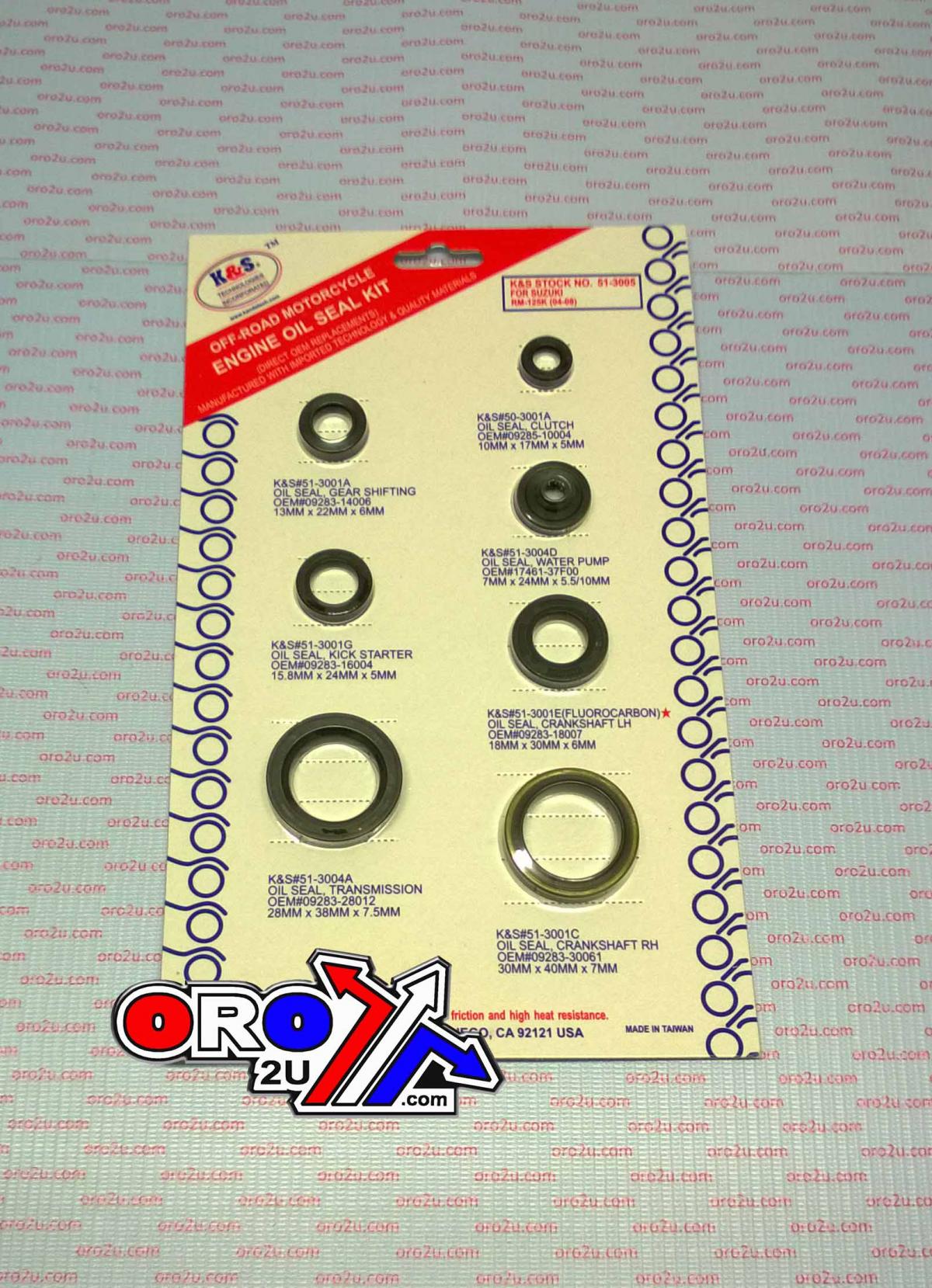 OIL SEAL SET ENGINE RM125 7pcs, K&S 51-3005 SUZUKI RM125 04-10 thumbnail 2