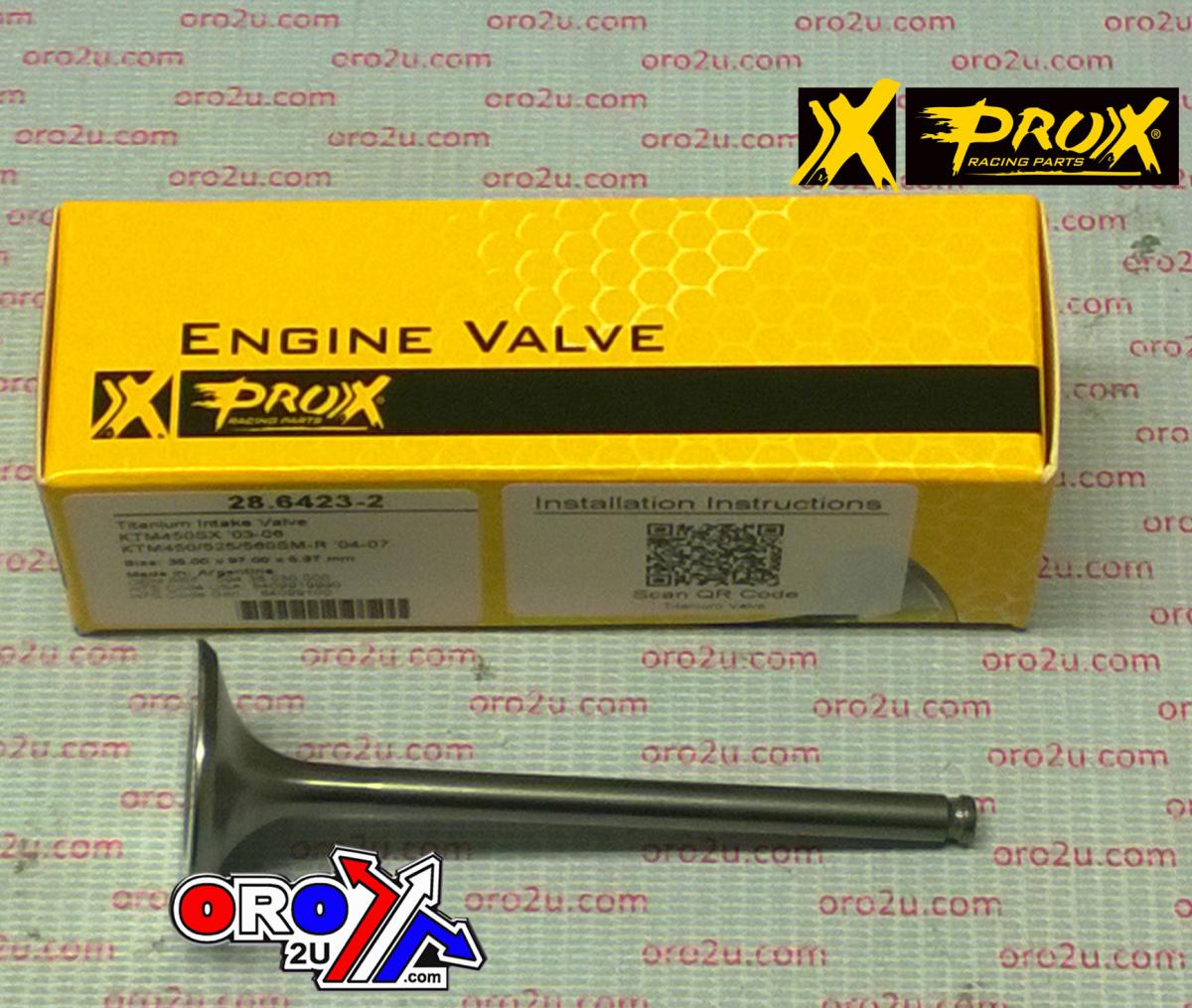 VALVE INTAKE TITANIUM KTM 450, PROX 28.6423-2, 594.36.030.000, 2006-2008, 59436030000 thumbnail 2
