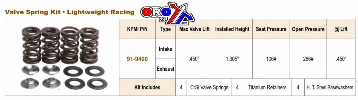 VALVE SPRING KIT ROTAX 500/600, KIBBLEWHITE 91-9400 AIR COOLED thumbnail 2