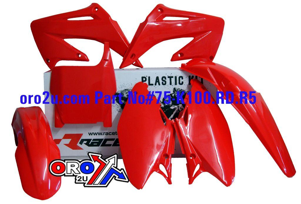 PLASTIC KIT/5 CR125/250 04-07, RTECH R-KITCR0-RS0-503RED thumbnail 2