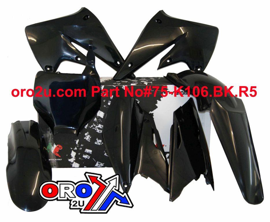 PLASTIC KIT/5 04-05 KXF250, BLACK RTECH R-KITKXF-NR0-504 thumbnail 2