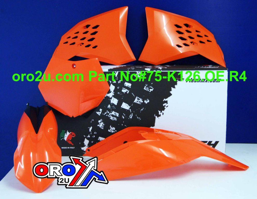 PLASTIC KIT/4 KTM 125-530, ORANGE RTECH R-KITKTM-AR0-505 thumbnail 2