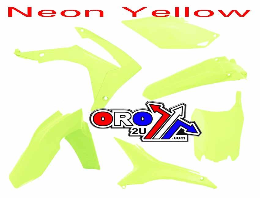 PLASTIC KIT/6 13-16 CRF250 450, RTECH R-KITCRF-GF0-517, NEON YELLOW thumbnail 2