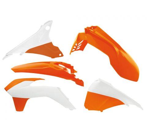 PLASTIC KIT KTM EXC 14-16, OEM 15 ORANGE/WHITE RTECH, R-KITKTM-OEM-495 VENTED FRONT FE image 1