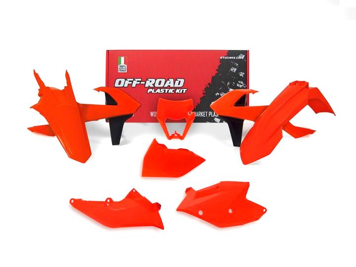 PLASTIC KIT/6 17-19 EXC/EXC-F, NEON ORANGE ENDURO KIT, RTECH R-KITKTM-AN0-517 image 1