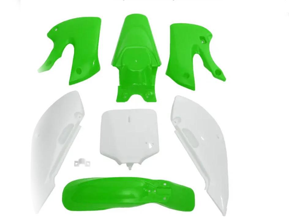 PLASTIC KIT 2002-2020 KAWASAKI KLX 110 OEM GREEN WHITE HX SJ005 image 1