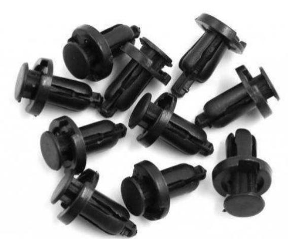 PACK-10 PLASTIC CENTER PUSH FENDER CLIPS RIVETS, 8mm x 23mm x 15mm thumbnail 2
