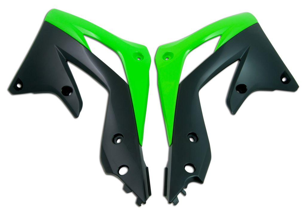 RADIATOR SCOOPS 12-15 KX450F, RTECH R-CVKXFVENR12, GREEN/BLACK image 1