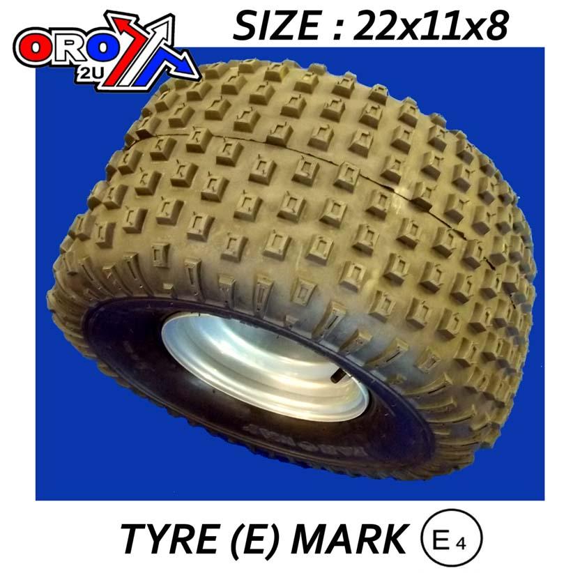 TRAILER TYRE & RIM 22x11x8, 56MM BORE / 100 PCD / ATV QUAD, SPLIT KIT 89-100 thumbnail 3