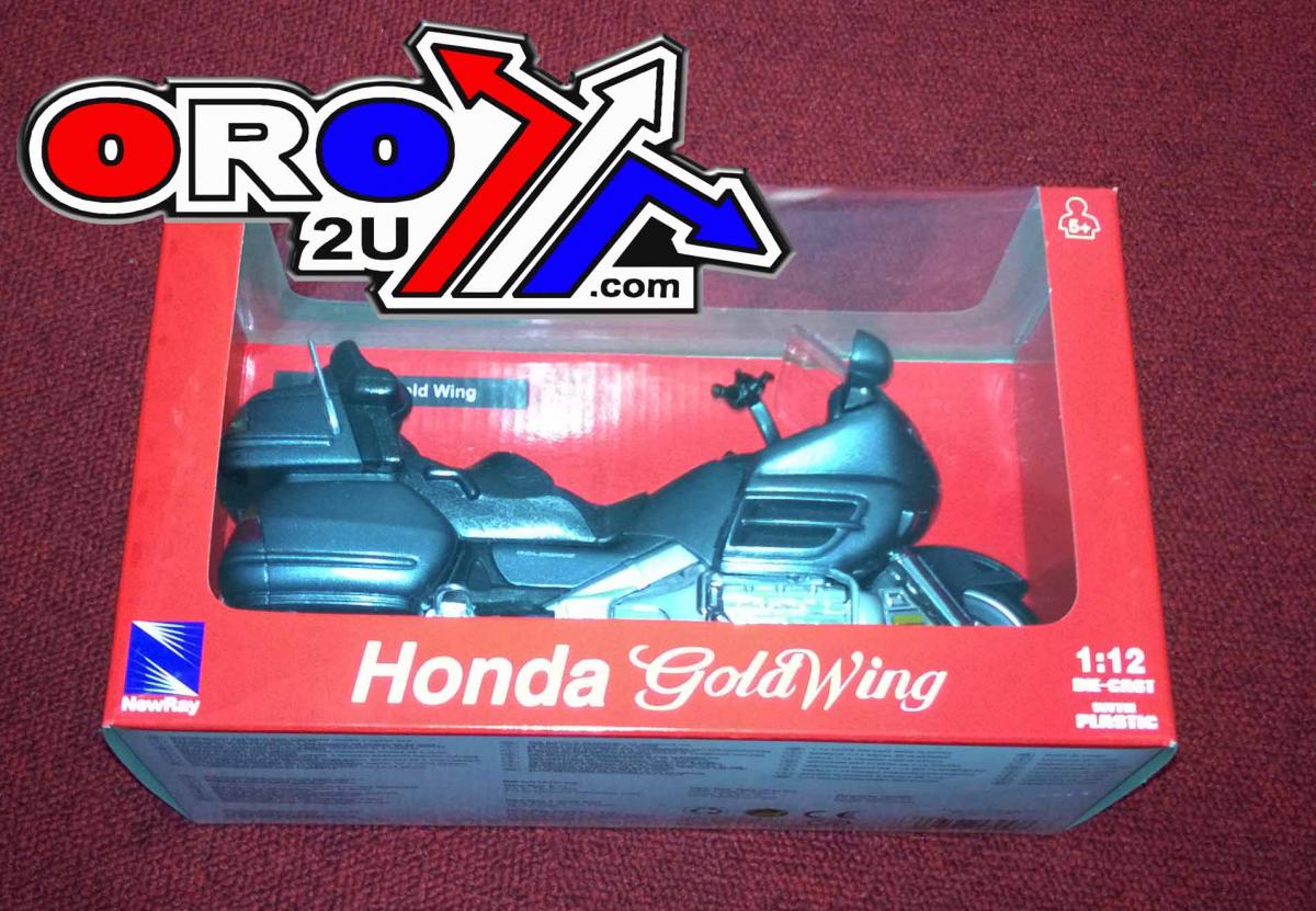 MODEL DIE CAST HONDA GOLD WING, GREY AND SILVER, SCALE 1:12, NEWRAY 57253B, ROAD thumbnail 2