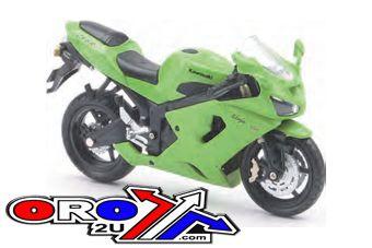 MODEL DIE CAST KAWASAKI ZX10R, 2006, GREEN AND BLACK, SCALE 1:12, NEWRAY 42443, ROAD thumbnail 3