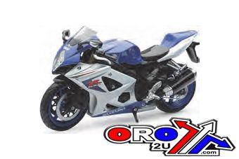MODEL DIE CAST SUZUKI GSX-R1000, 2008, BLUE AND SILVER, SCALE 1:12, NEWRAY 57003, ROAD thumbnail 3