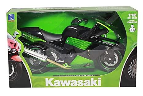 MODEL DIE CAST KAWASAKI ZX-14, 2011, GREEN AND BLACK, SCALE 1:12, 57433B, ROAD thumbnail 2