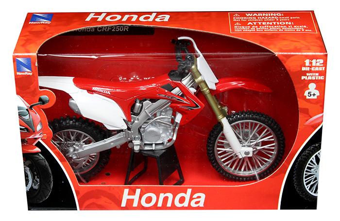 MODEL DIE CAST HONDA CRF 250 R, RED AND WHITE, SCALE 1:12, NEWRAY 57463 thumbnail 2