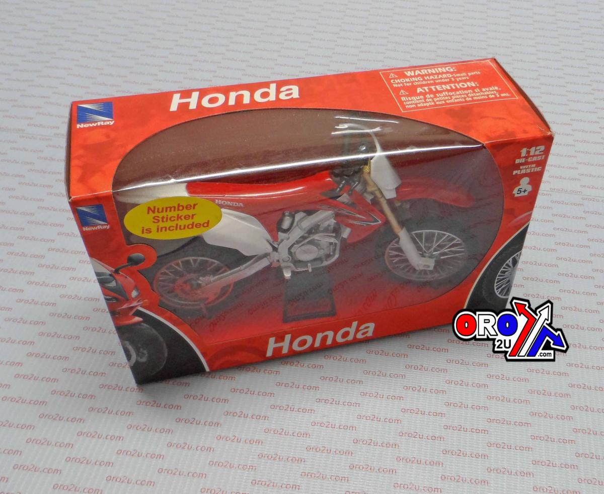 MODEL DIE CAST HONDA CRF 250 R, RED AND WHITE, SCALE 1:12, NEWRAY 57463 thumbnail 3