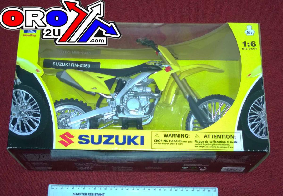 MODEL DIE CAST SUZUKI RMZ 450, 2014, YELLOW AND BLACK, SCALE 1:6, NEWRAY 49473, MX thumbnail 2