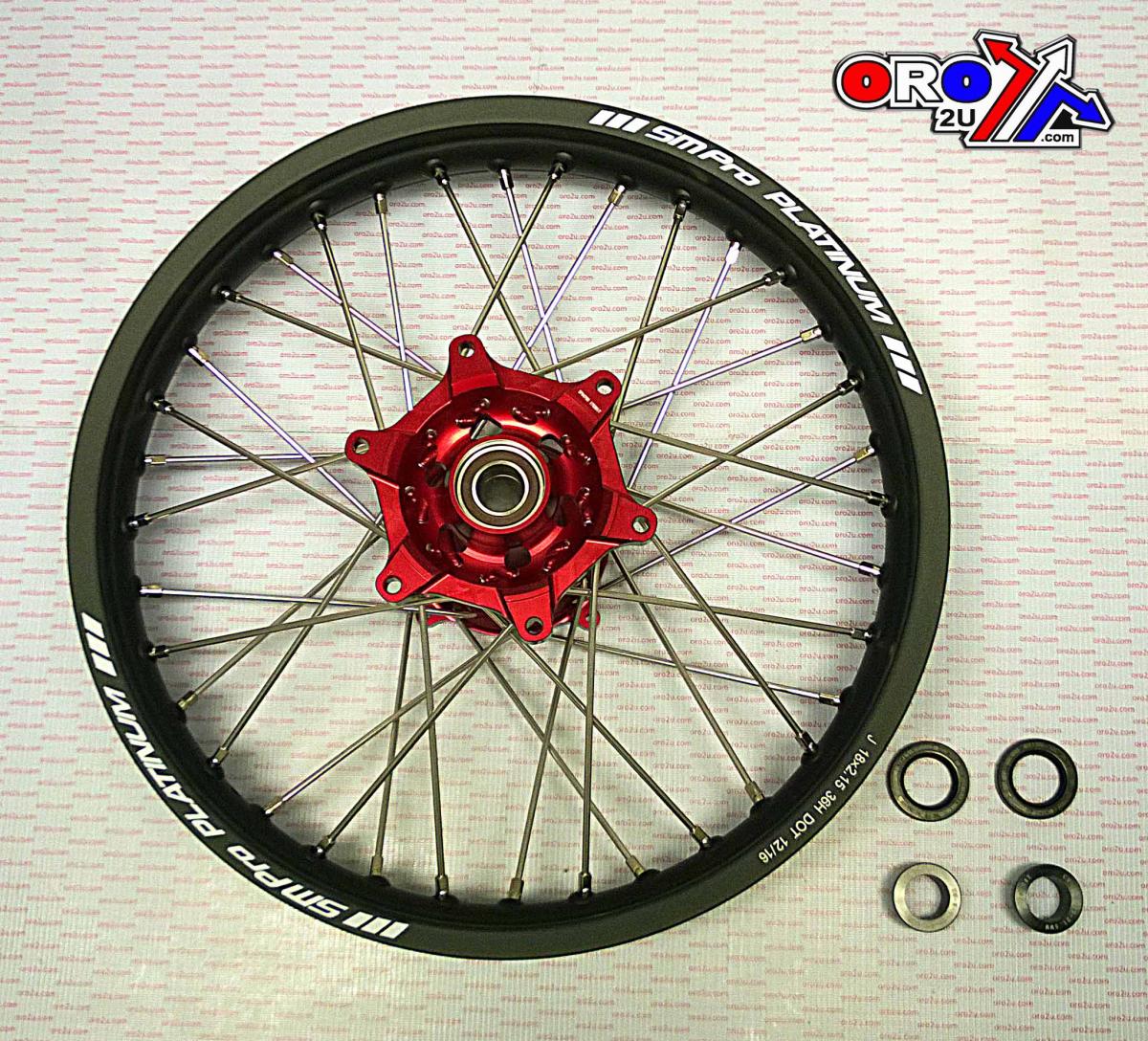 18x2.15 WHEEL HON BLACK/RED, MX-9131 RIM BLK, HUB RED, SP04703845199 MATT RIM thumbnail 3