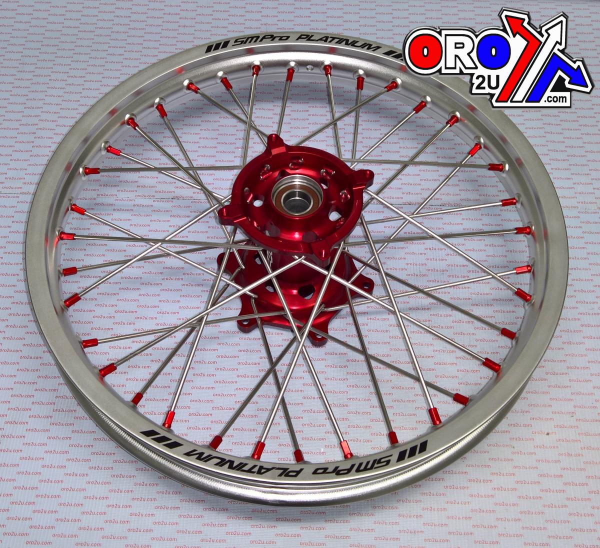 19x1.85 WHEEL HON SILVER/RED, MX-9011 SILVER RIM, RED HUB, SP01203825003 MATT RIM thumbnail 2