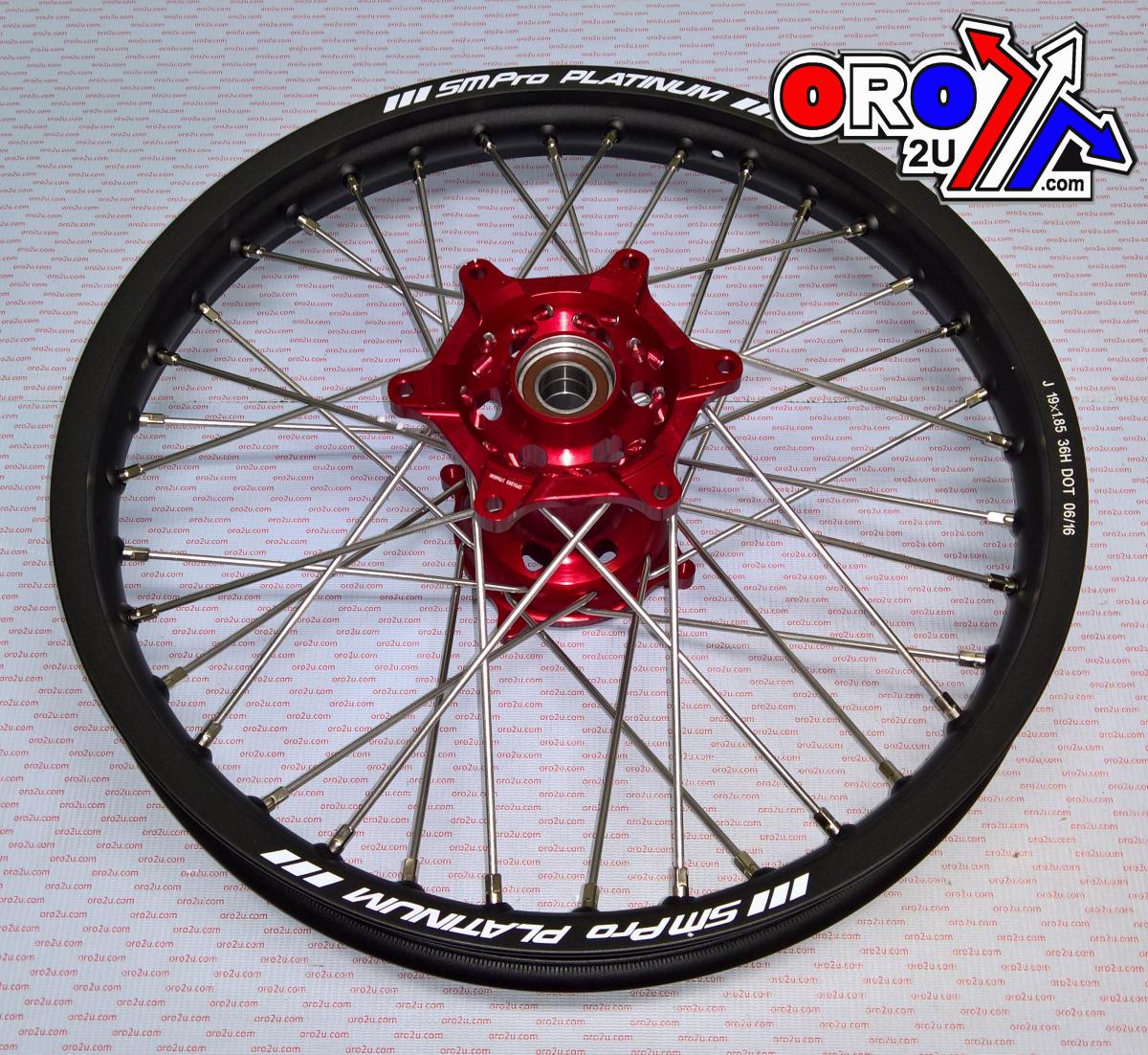 19x1.85 WHEEL HON BLACK/RED MATT FINISH, MX-9110 BK RIM / RED HUB, SP047.03.82.51.99 MATT RIM thumbnail 2