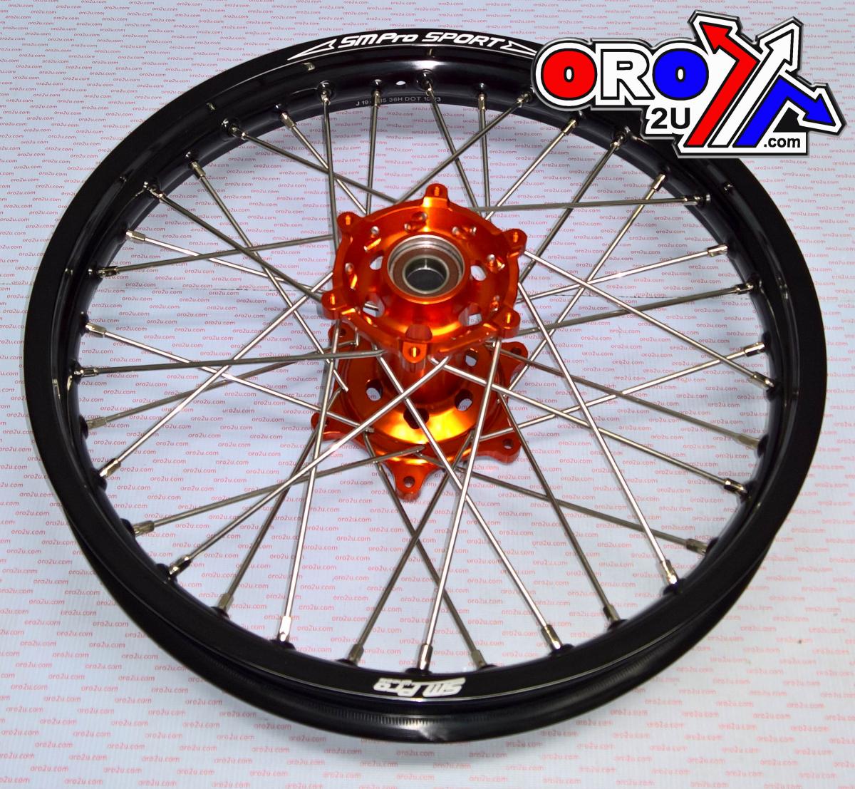 19x1.85 WHEEL KTM BLK/ORANGE, MX-5011 RIM BLACK, HUB ORANGE, SP05206820199 GLOSS RIM thumbnail 2