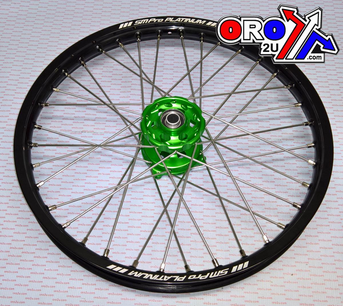 21x1.60 WHEEL KAW BLACK/GREEN, GLOSS RIM, MX-2001 BLACK GLOSS RIM, GREEN HUB, SP177.05.80.01.99 GLOSS RIM thumbnail 2