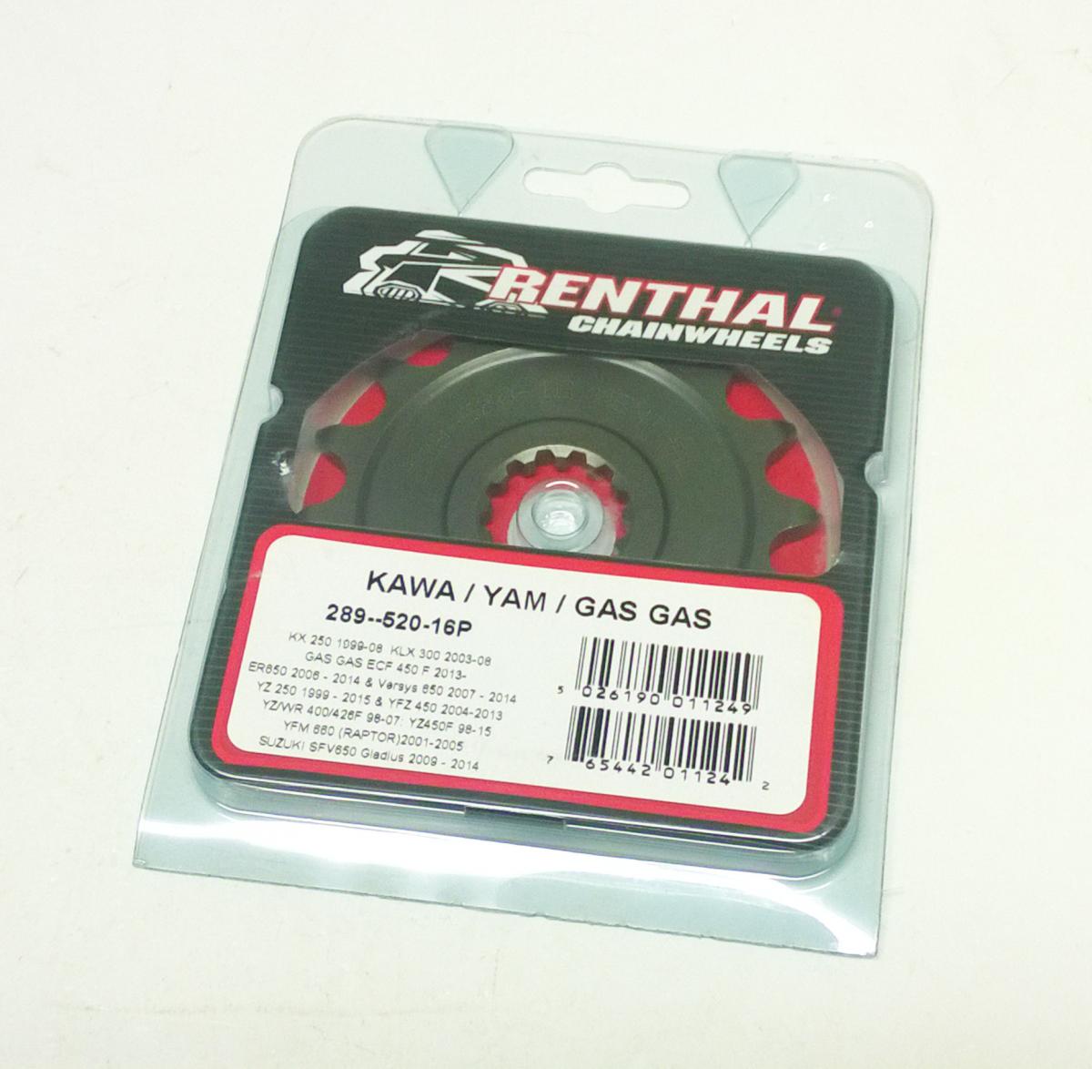 FRONT SPROCKET RENTHAL 289, KAWASAKI/YAMAHA 289--520-16P thumbnail 2