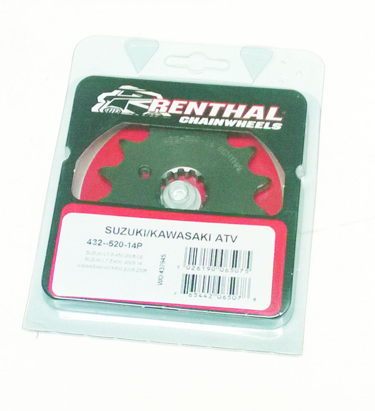 FRONT SPROCKET RENTHAL 432, SUZUKI/KAWASAKI ATV 432--520-14P, 432--520-14P thumbnail 2