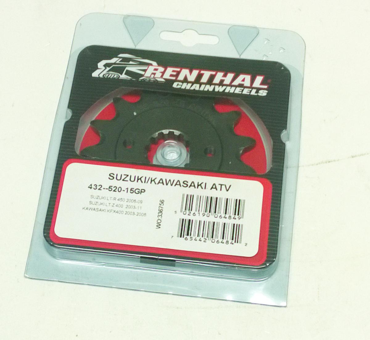 FRONT SPROCKET RENTHAL 432, SUZUKI/KAWASAKI ATV 432-520-15, 432--520-15GP thumbnail 2