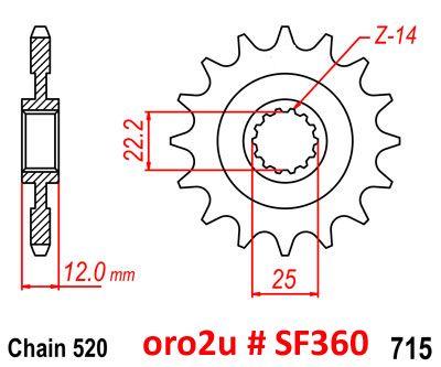 FRONT SPROCKET RENTHAL 360A, GAS GAS 360A-520-13P, 360A-520-13P thumbnail 4