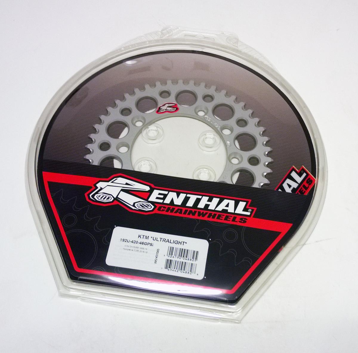 REAR SPROCKET ALLOY RENTHAL, ULTRALITE 192-420-46 SILVER, 192U-420-46GPSI thumbnail 2