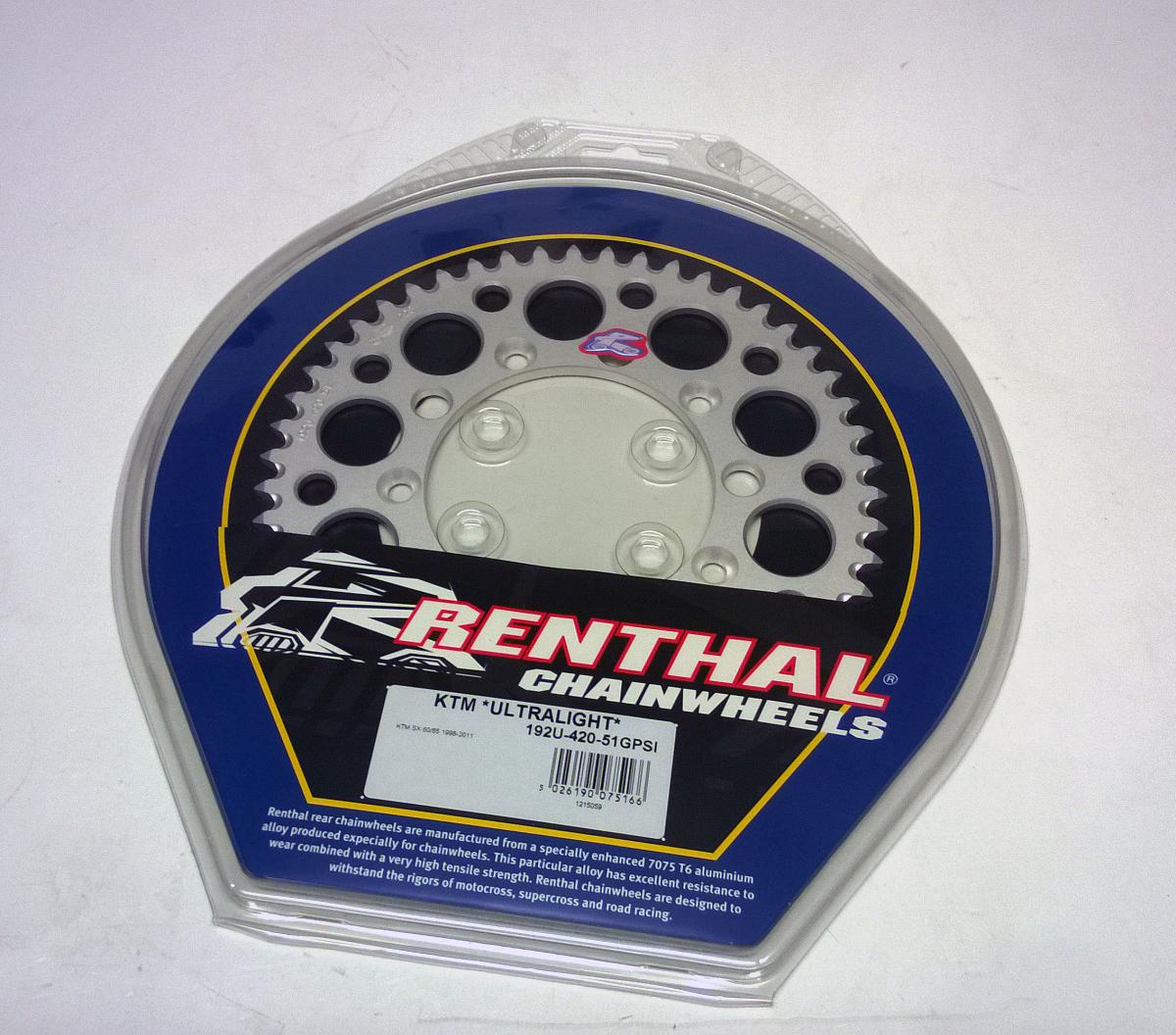 REAR SPROCKET ALLOY RENTHAL, ULTRALITE 192U-420-51GPSI SILVER thumbnail 3