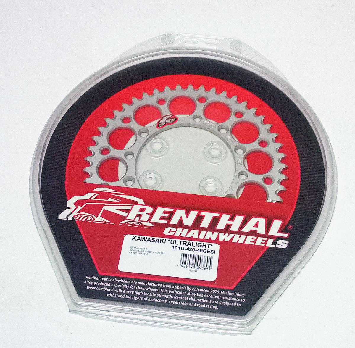 REAR SPROCKET ALLOY RENTHAL, SILVER ULTRALITE 191U-420-49GESI thumbnail 2