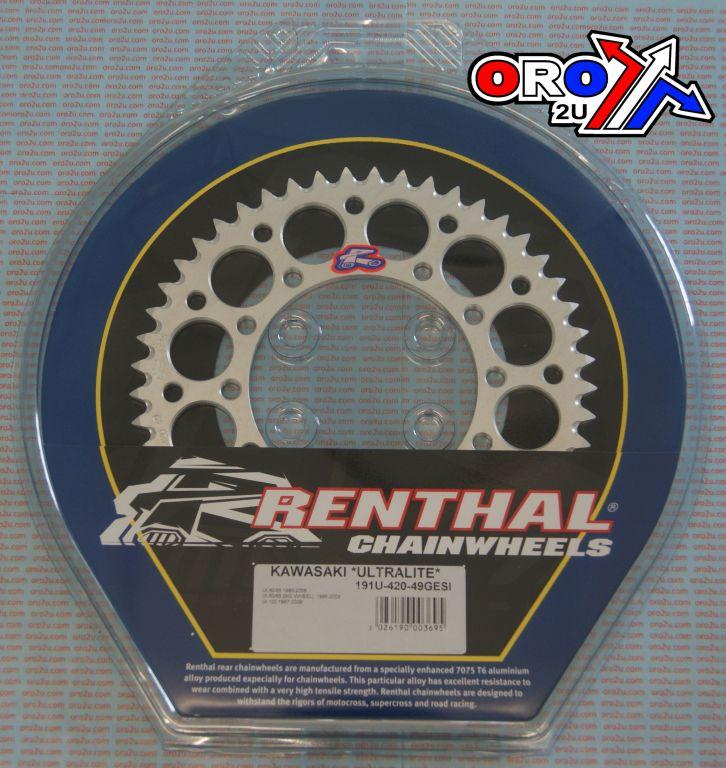 REAR SPROCKET ALLOY RENTHAL, SILVER ULTRALITE 191U-420-49GESI thumbnail 3