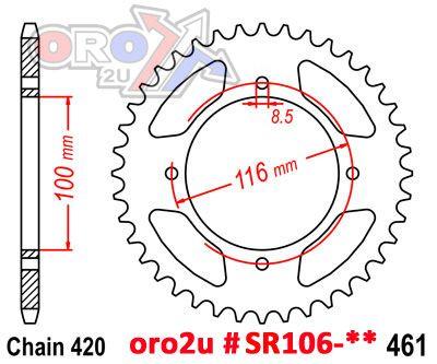 MINO REAR SPROCKET ALLOY BLK 4-HOLE, MINO 25-691-420-50 thumbnail 3