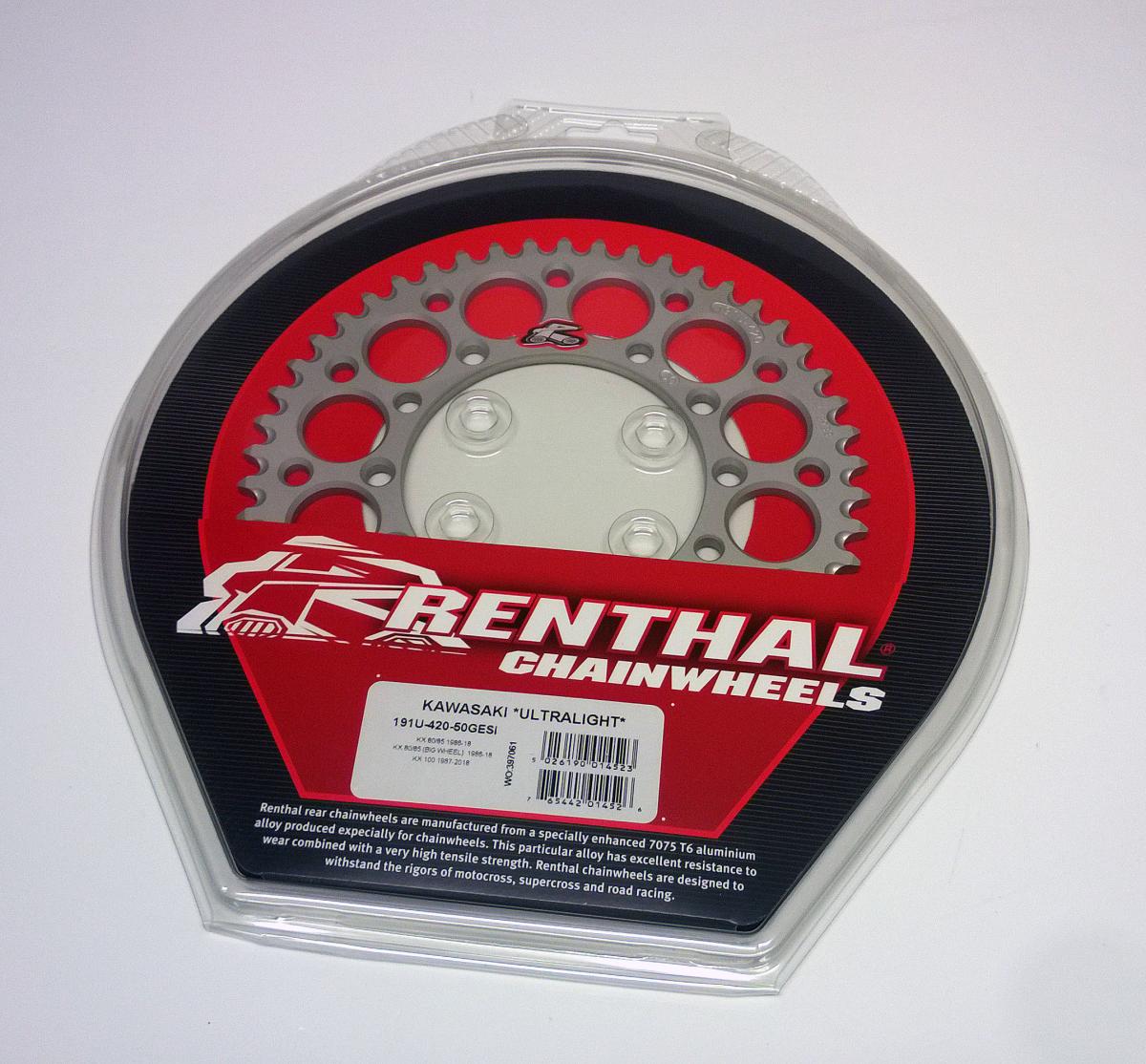REAR SPROCKET ALLOY SI RENTHAL, SILVER ULTRALITE 191U-420-50GESI, 191U-420-50GESI thumbnail 2