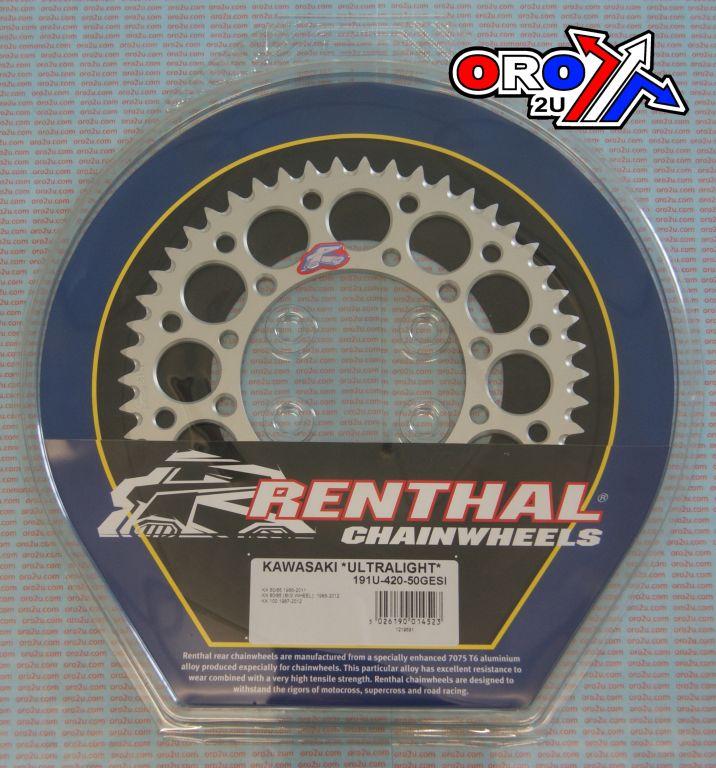 REAR SPROCKET ALLOY SI RENTHAL, SILVER ULTRALITE 191U-420-50GESI, 191U-420-50GESI thumbnail 3