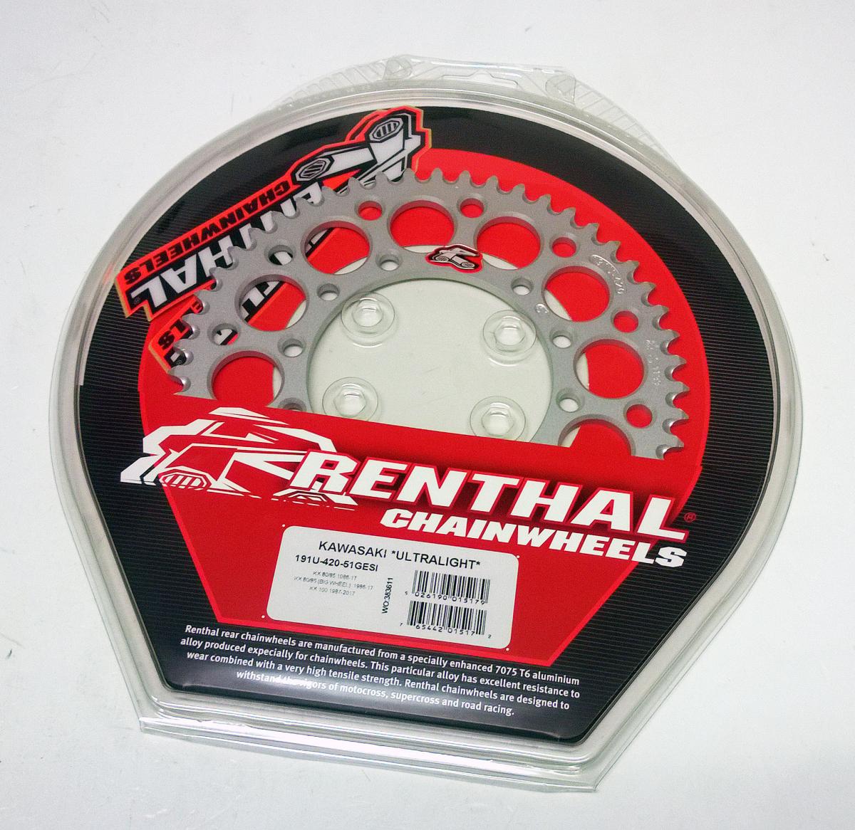 REAR SPROCKET ALLOY SI RENTHAL, SILVER ULTRALITE 191U-420-51GESI thumbnail 2