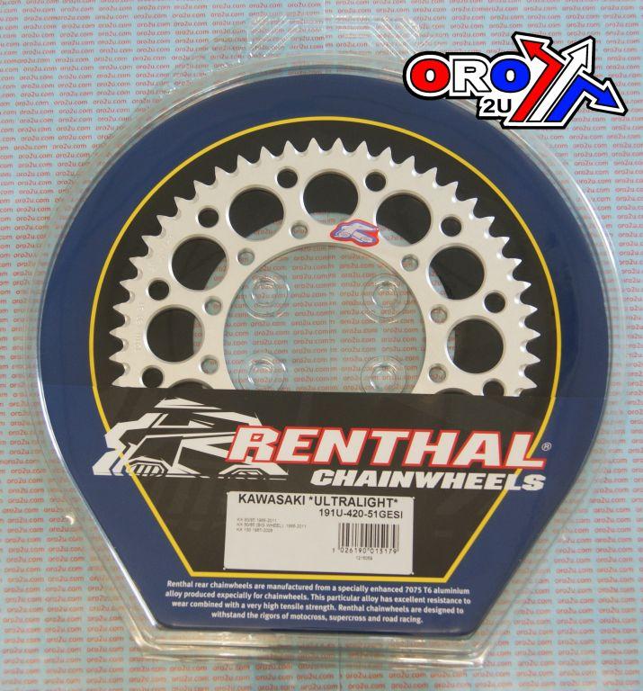 REAR SPROCKET ALLOY SI RENTHAL, SILVER ULTRALITE 191U-420-51GESI thumbnail 3