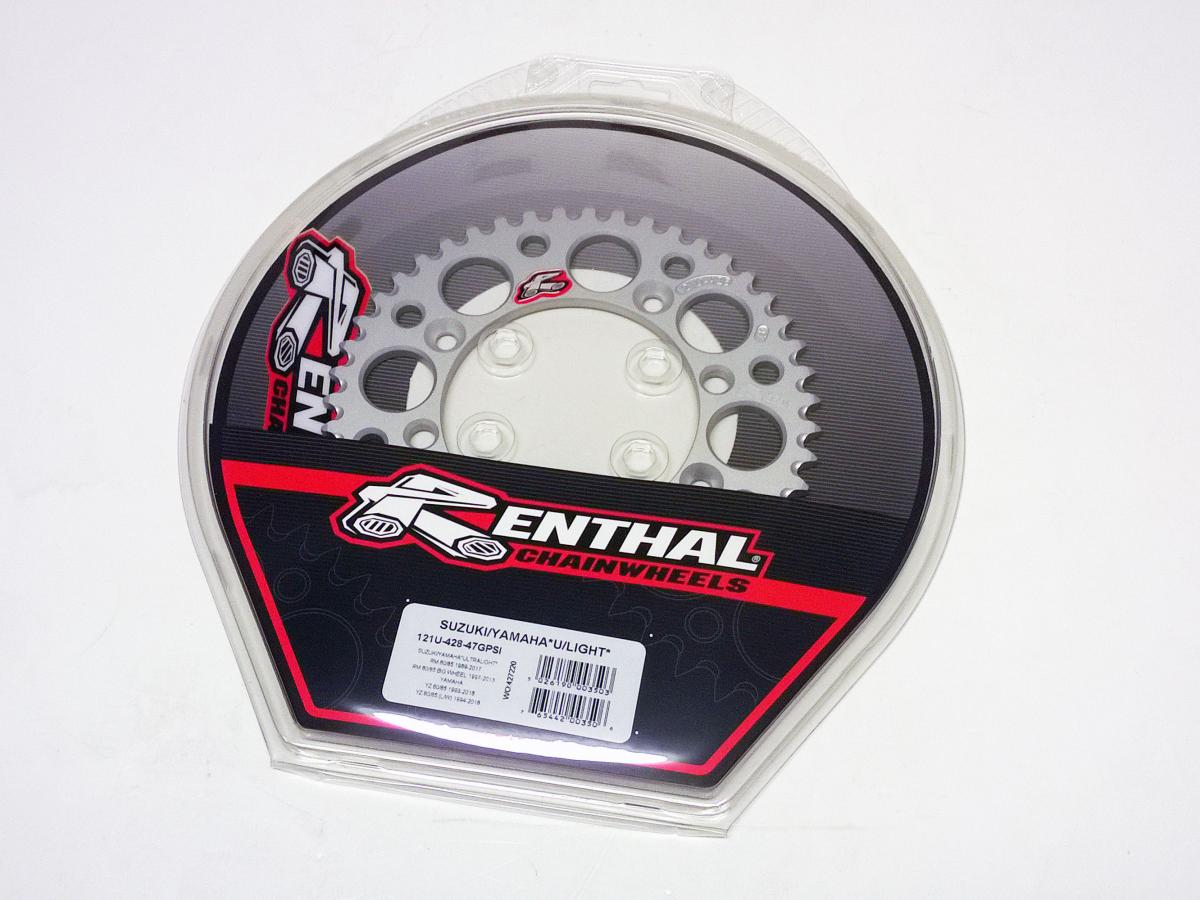 REAR SPROCKET ALLOY RENTHAL, ULTRALITE 121U-428-47GPSI SILVER, SUZUKI, YAMAHA thumbnail 2